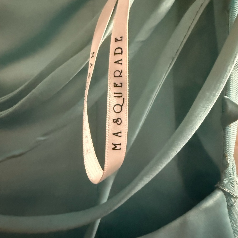 Masquerade Light Blue Satin Dress - Picture 6 of 6